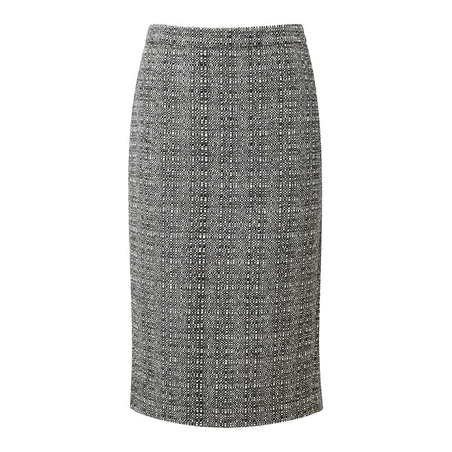 Pure Collection Black/White Texture Wool Pencil Skirt