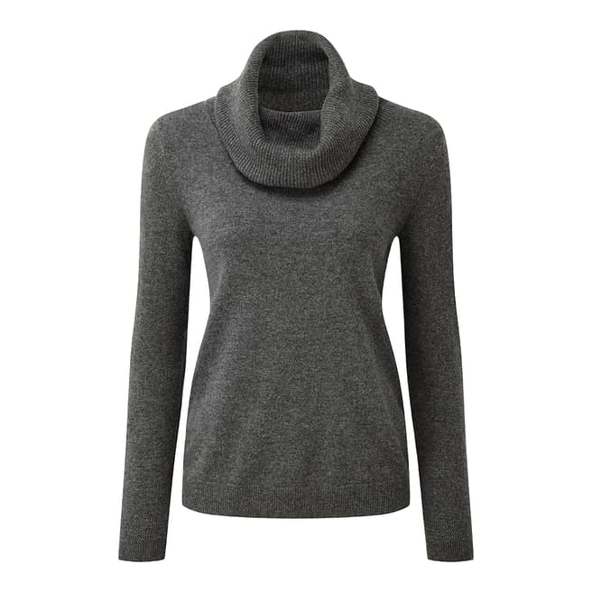 Pure Collection Soft Charcoal Cashmere Cowl Neck Jumper