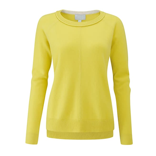 Pure Collection Chartreuse Stepped Hem Cashmere Jumper