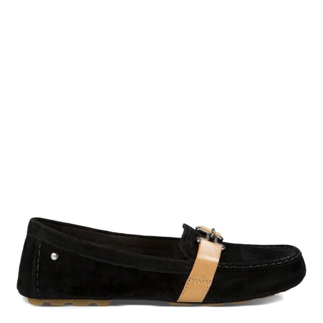 UGG Womens Black Leather/Suede Aven Flats