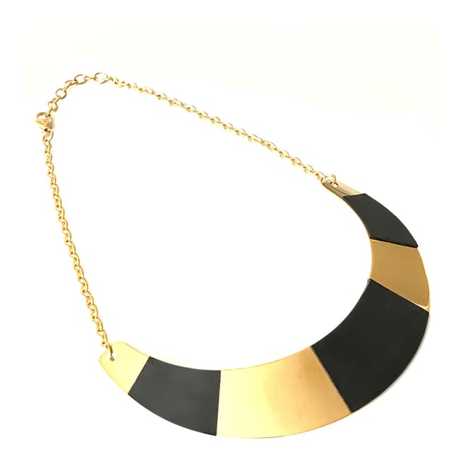 Chloe Collection by Liv Oliver Gold and Leather Collar Necklace