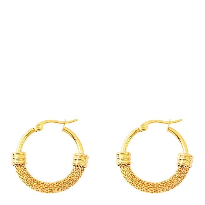 Chloe Collection by Liv Oliver Gold Mesh And Polished Hoop Earrings