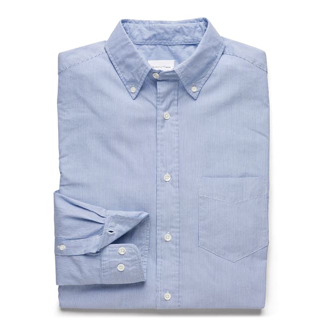 Gant Blue/White Button Down Thin Stripe Cotton Shirt