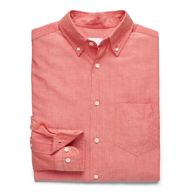 Gant Orange Hugger Button Down Selvedge Madras Cotton Shirt
