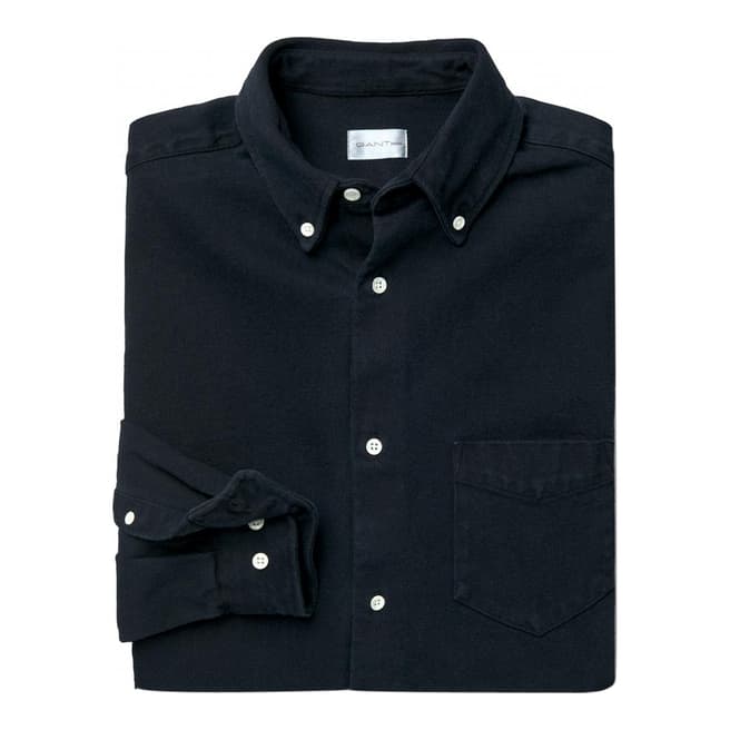 Gant Black Loose Button Down Overdyed Indigo Slub Cotton Shirt
