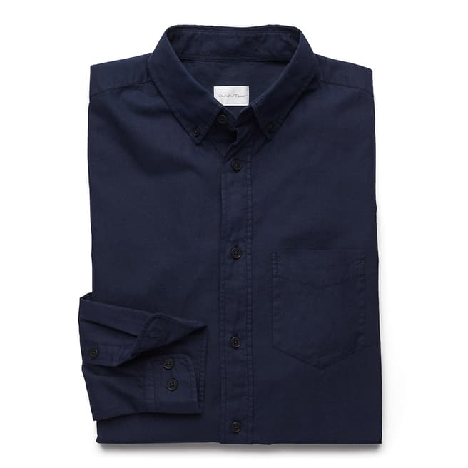 Gant Navy Loose Button Down Organic Oxford Garment-Dyed Cotton Shirt