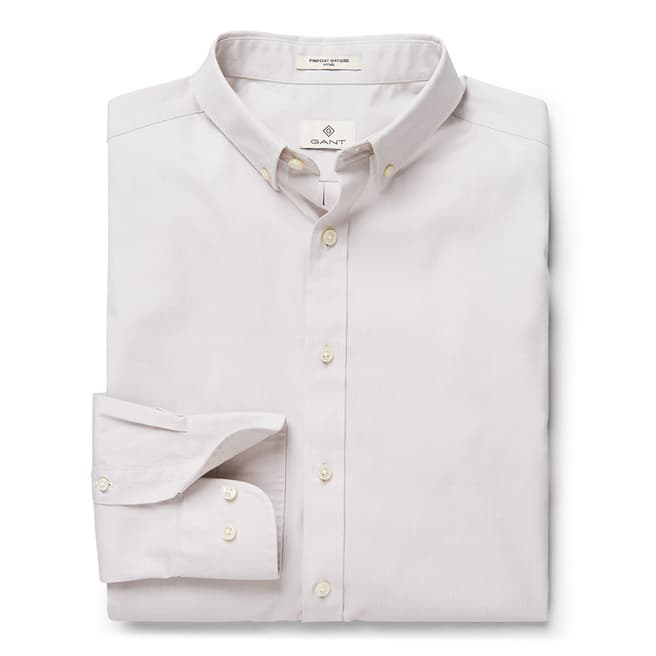 Gant Silver Cotton Pinpoint Oxford Slim Button Down Shirt