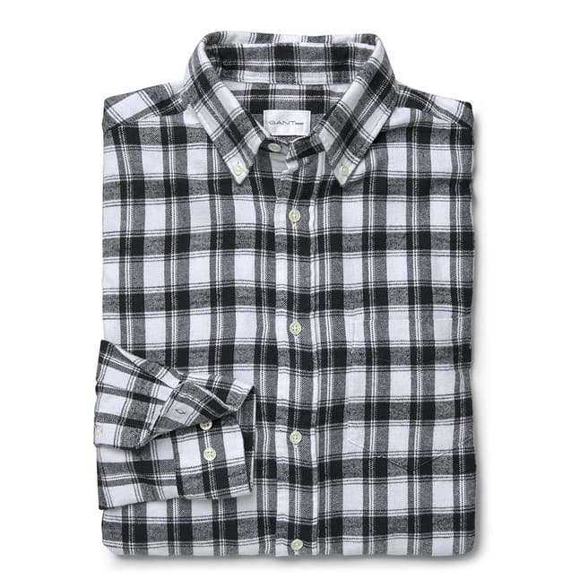 Gant Black/White Slim Button Down Downtown Twill Flannel Cotton Shirt