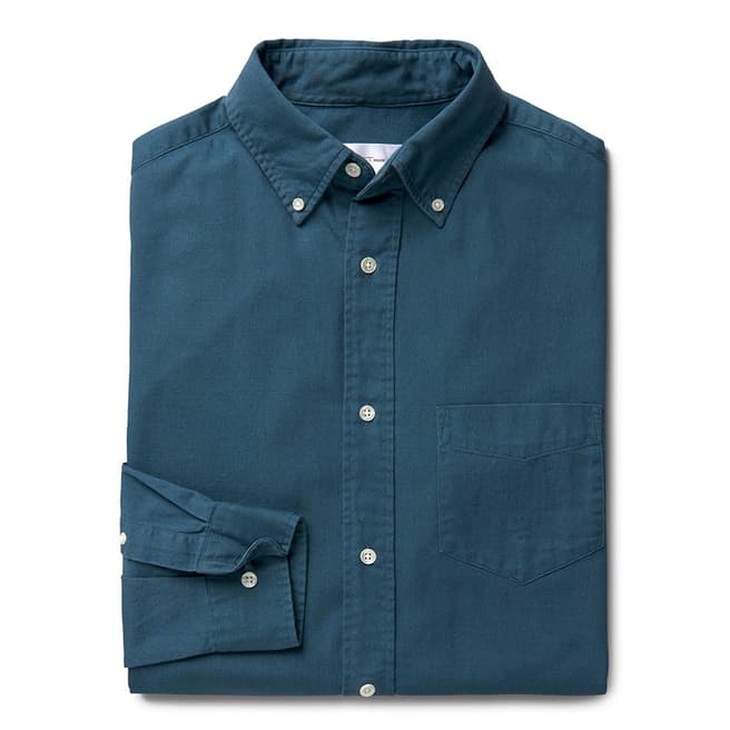 Gant Blue Loose Button Down Broken Twill Cotton Shirt