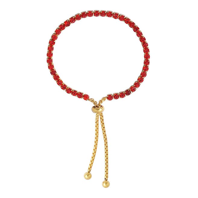 Liv Oliver Gold Red Crystal Tennis Bracelet