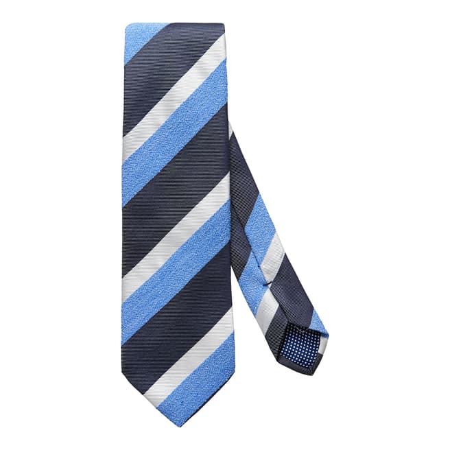 Eton Shirts Navy/Blue/White Contrast Stipe Silk Tie