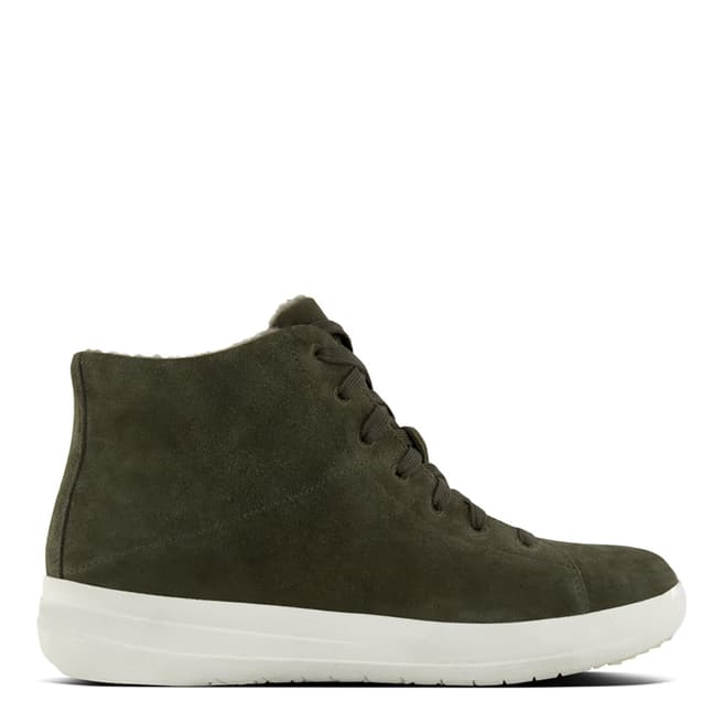 FitFlop Camo Green Suede F-Sporty Sneakerboots With Shearling
