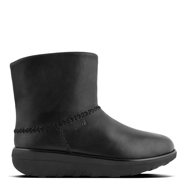 FitFlop Black Leather Shorty II Mukluk Boots
