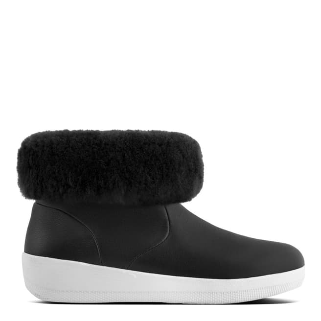 FitFlop Black Leather Skatebootie With Shearling