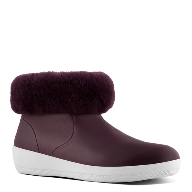 FitFlop Deep Plum Leather Skatebootie With Shearling