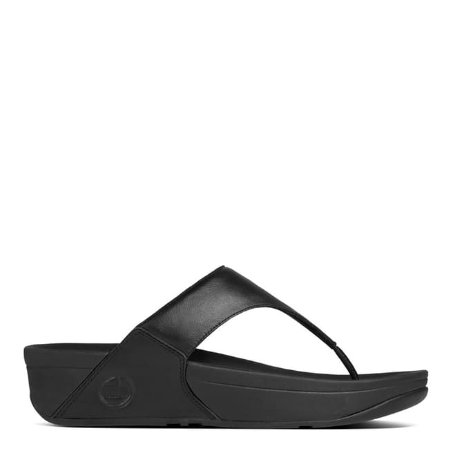 FitFlop Black Leather Lulu Toe Thong Sandals