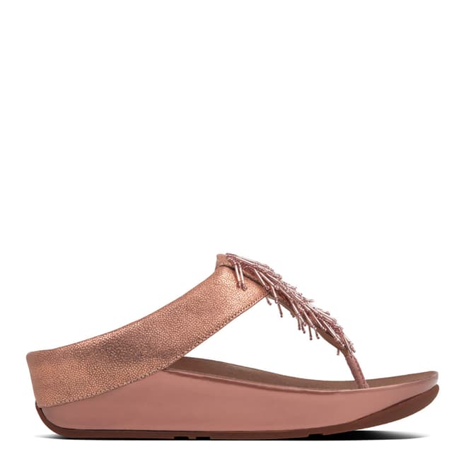 FitFlop Rose Gold Leather Cha Cha Toe Thong Sandals