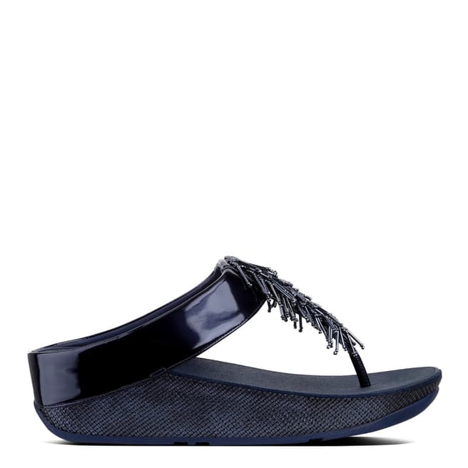 FitFlop Navy Leather Cha Cha Toe Thong Sandals