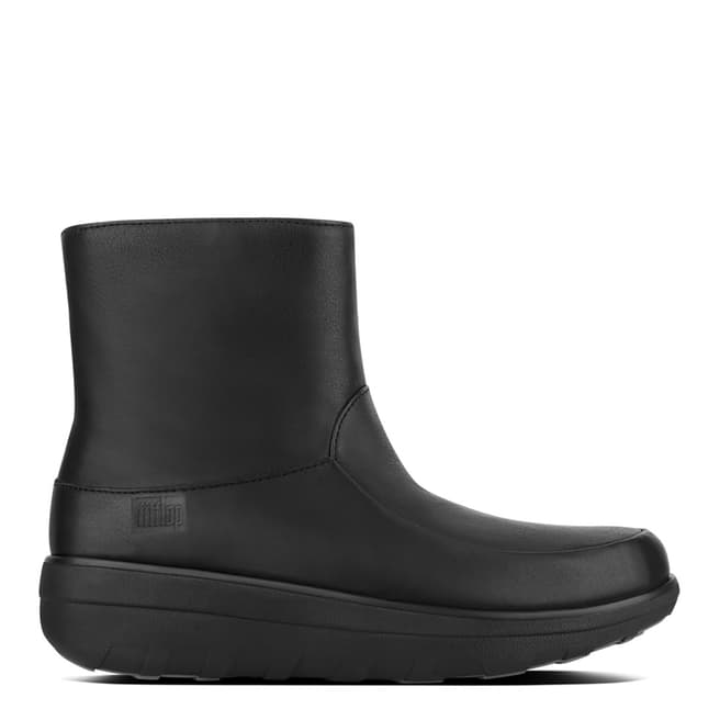 FitFlop Black Leather Loaff Shorty Zip Boots