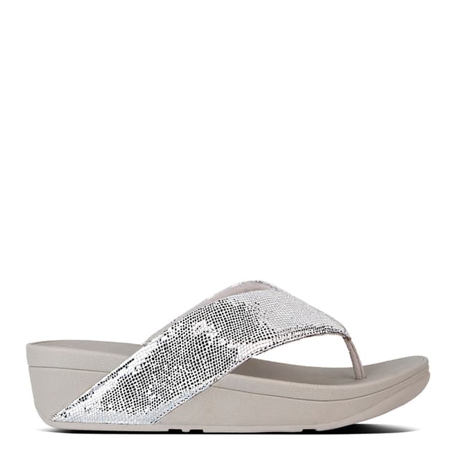 FitFlop Metallic Silver Swoop Toe Thong Sandals