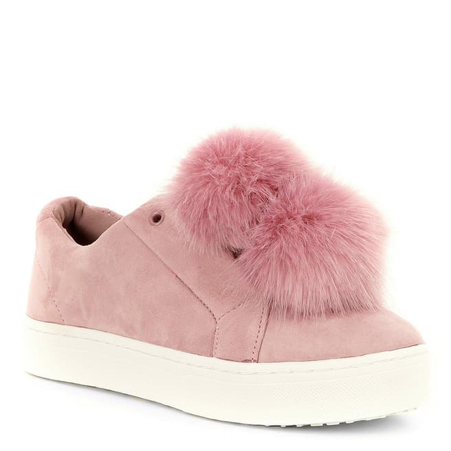 Sam Edelman Pink Mauve Leya Suede Faux Fur Pom Sneaker