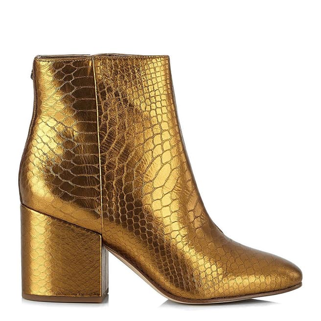 Sam Edelman Gold Leather Snake Effect Taye Ankle Bootie