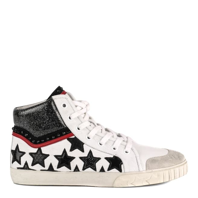 ASH White Leather Musik Star Hi Top Trainers