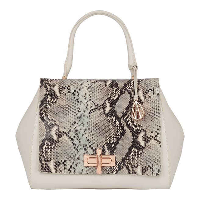 Amanda Wakeley Cream/ Grey Python Print Leather The Cagney Handbag