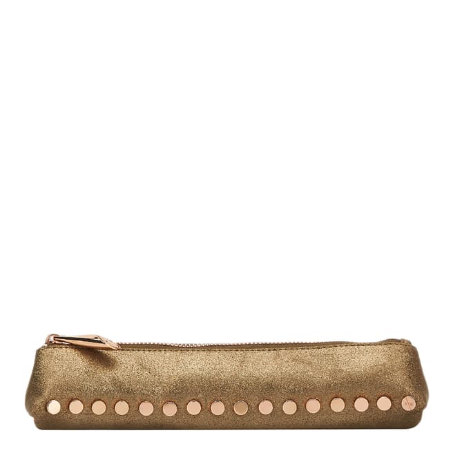 Amanda Wakeley Gold Leather Small The Mercury Cosmetic Bag 