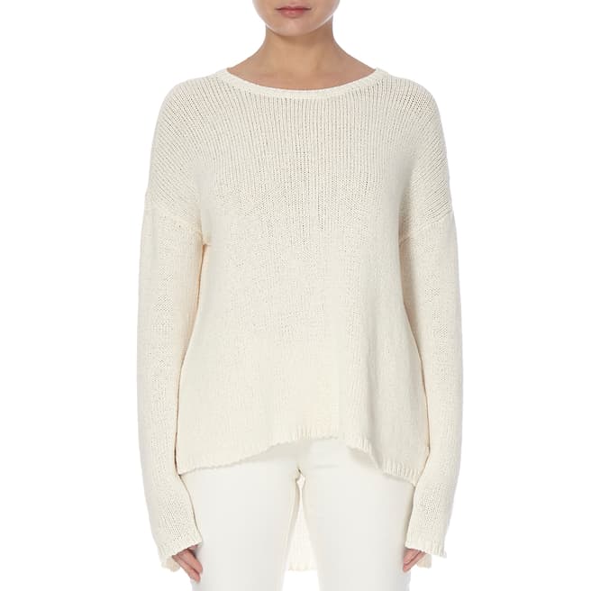 EILEEN FISHER White Organic Cotton Blend Knit Top