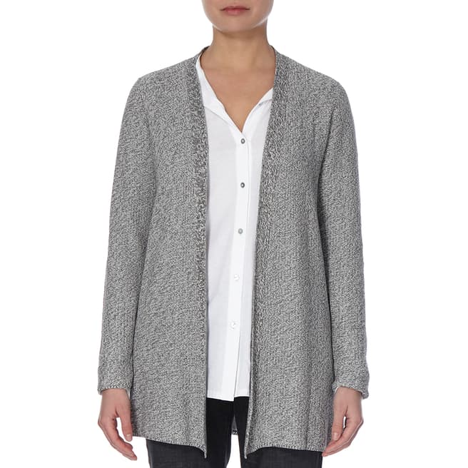 EILEEN FISHER Silver Simple Two Tone Cardigan