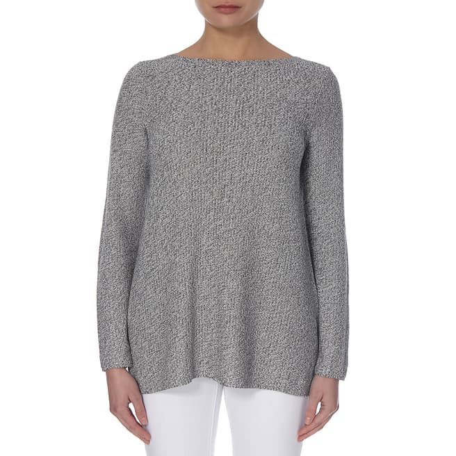 EILEEN FISHER Silver Simple Two Tone Top
