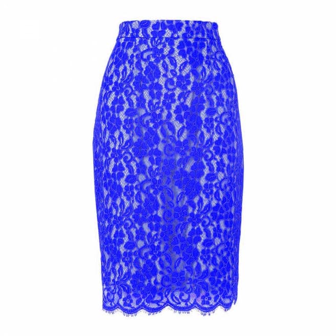 L K Bennett Blue Ward Lace Skirt