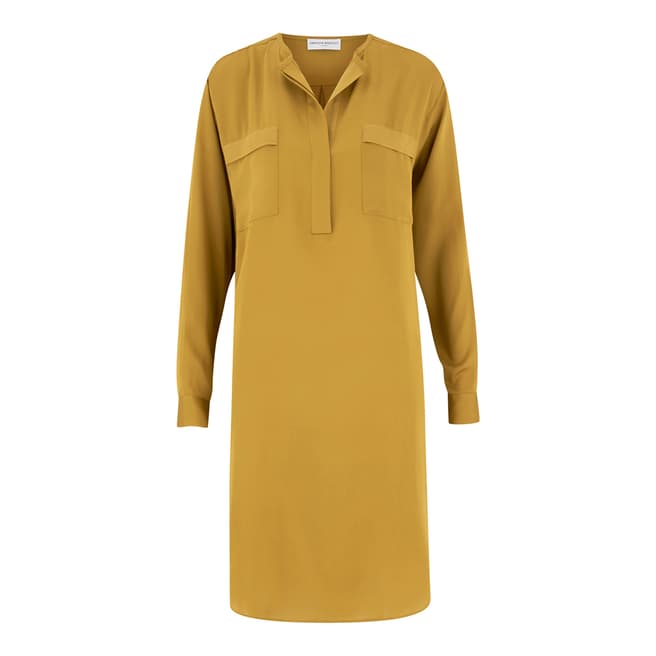 Amanda Wakeley Chartreuse Long Satinised Silk Shirt Dress