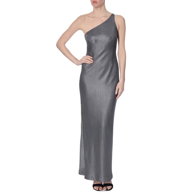 Amanda Wakeley Silver Long Foiled Mesh Metallic Dress