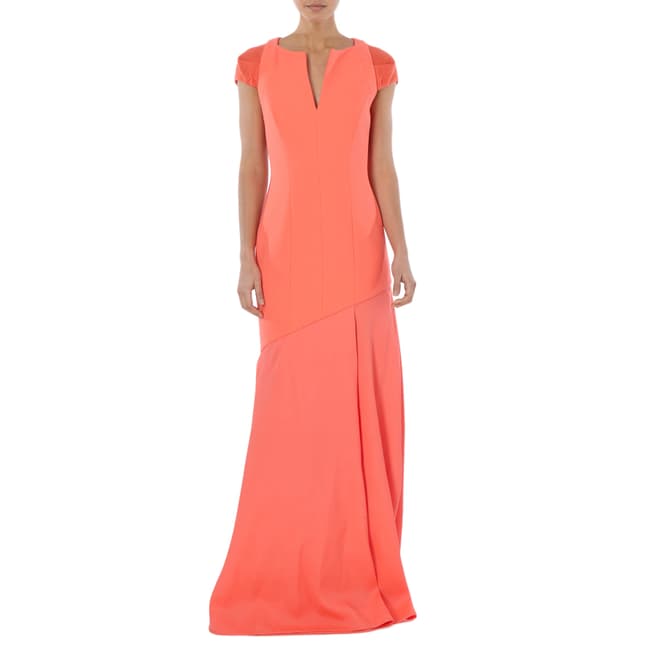 Amanda Wakeley Bright Orange Horizon Sculpted Tailoring Long Dress 
