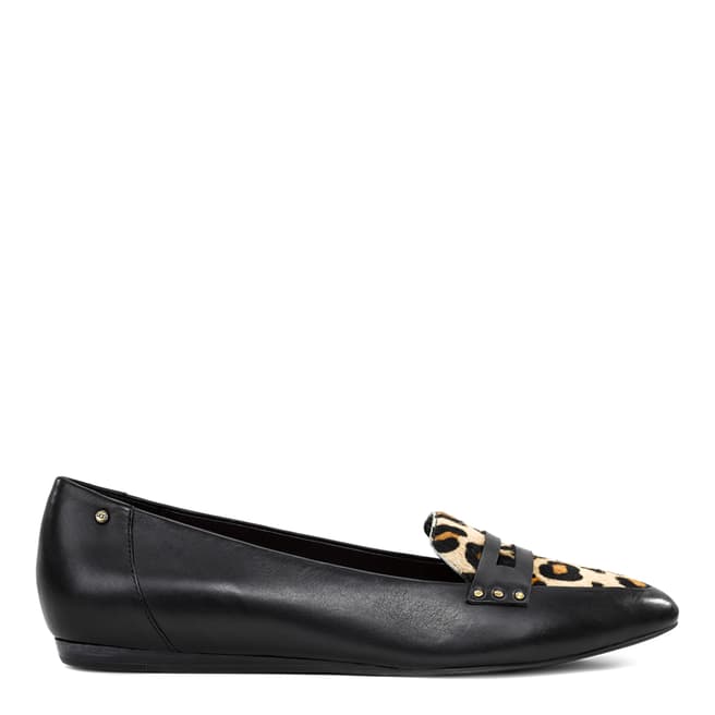 UGG Black And Leopard Leather Coty Penny Loafer