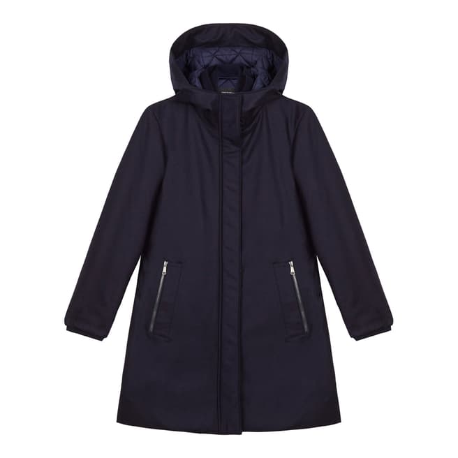 Tricouni Navy Hooded Wool Blend Parka