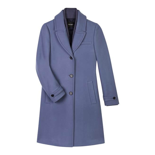 Tricouni Blue Single Breasted Double Wool Coat