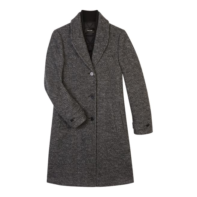 Tricouni Grey Jacquard  Single Breasted Double Wool Coat