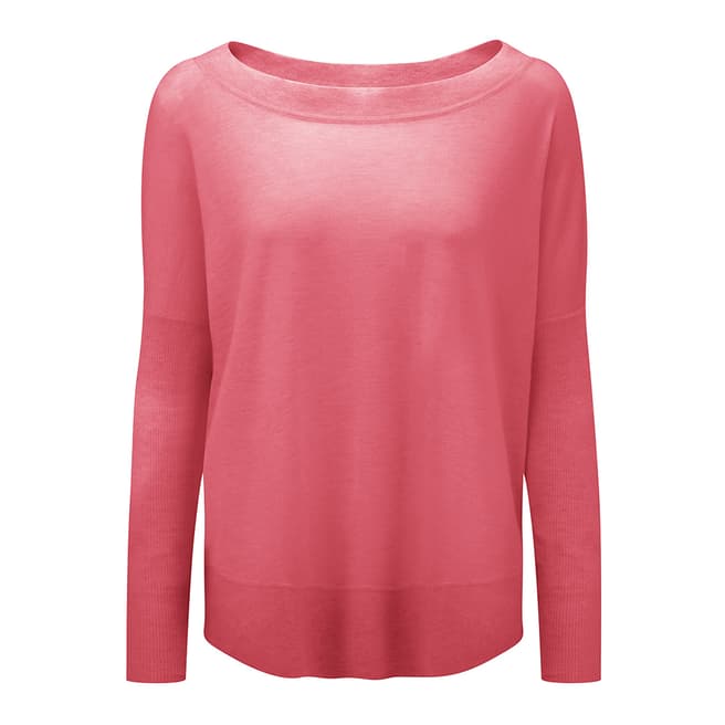 Pure Collection Rose Pink Curved Hem Featherweight Cashmere Jumper