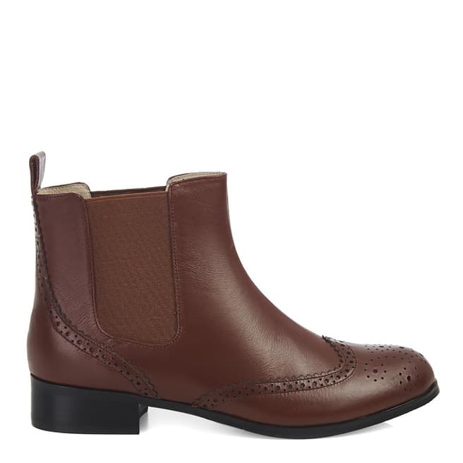 Yull Brown Leather Chelsea Ankle Boots