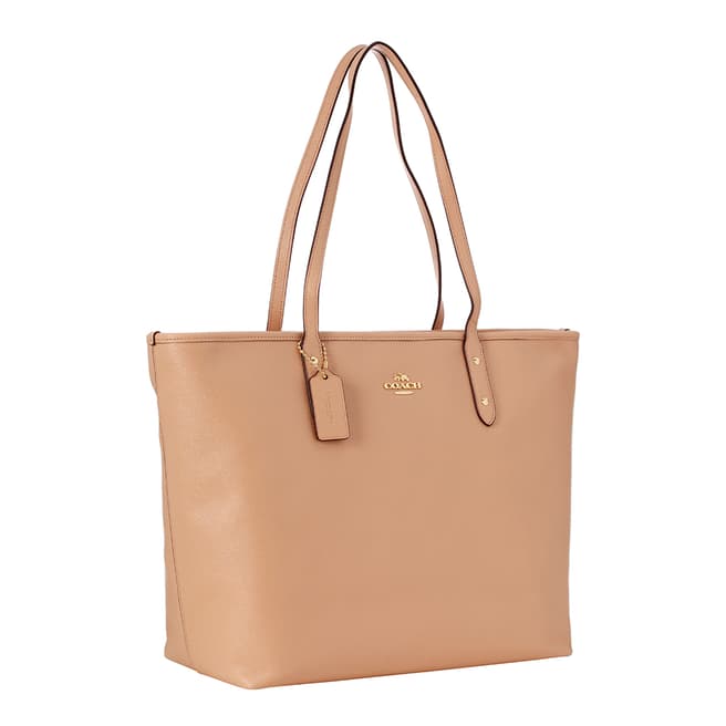 Coach Pale Pink Crossgrain Leather Large City Zip Tote