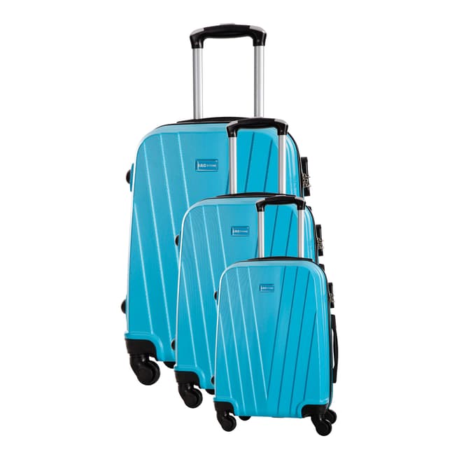 Bagstone Set of 3 Blue Mystic Spinner Suitcase 50/60/70 cm