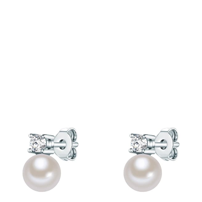 Saint Francis Crystals Silver/Pearl Earrings