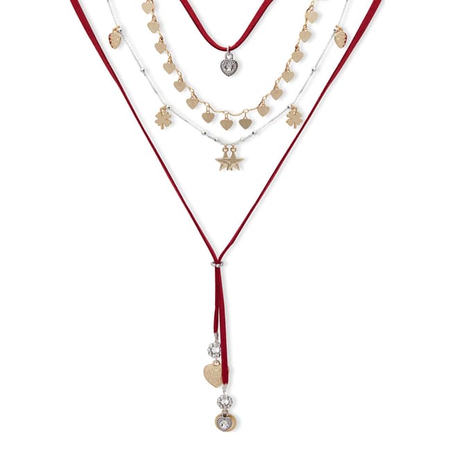 BiBi Bijoux Red/Gold Layered Charm Necklace