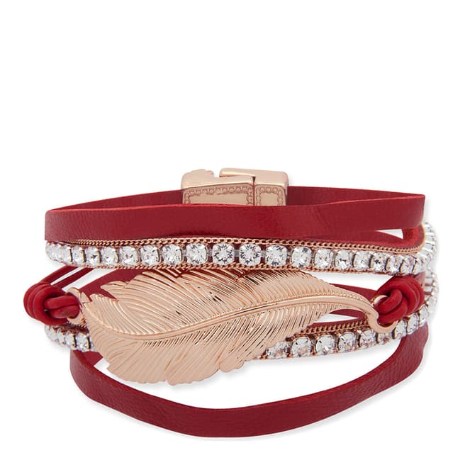 BiBi Bijoux Red/Gold Suede Wrap Bracelet