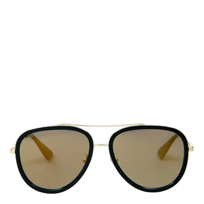 Gucci Women's Gold/Black Sunglasses 57mm