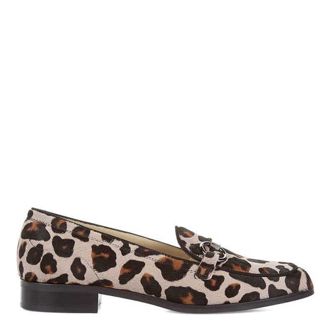 Hobbs London Leopard Print Textured Clarence Loafers