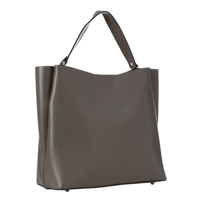 Giulia Massari Grey Leather Top Handle Bag